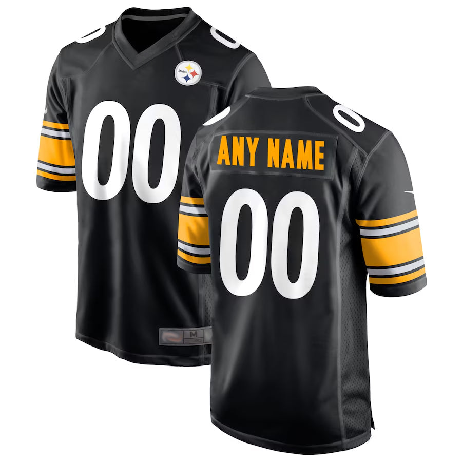 Kooe Custom P.Steelers Black Home Game Stitched Jerseys