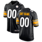 Kooe Custom P.Steelers Black Home Game Stitched Jerseys