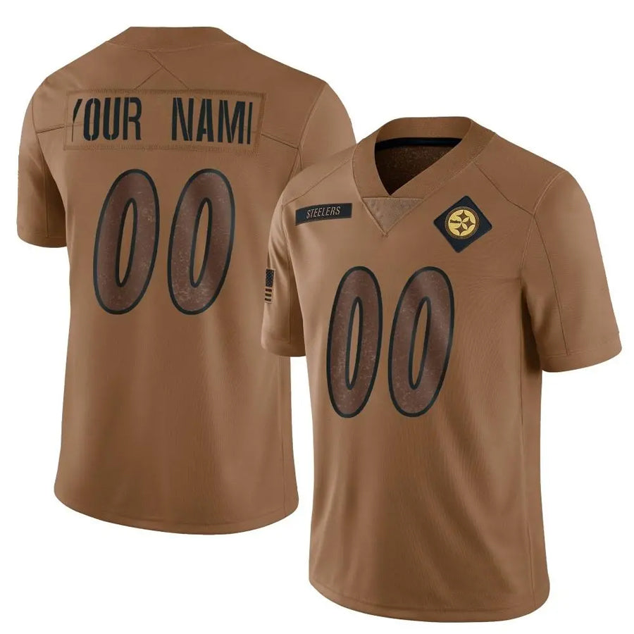 Kooe Custom P.Steelers Brown Salute To Service Limited Stitched Jerseys