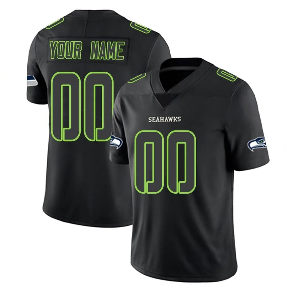 Kooe Custom S.Seahawks Black Impact Limited Home Game Any Name & Numbers Stitched Jerseys