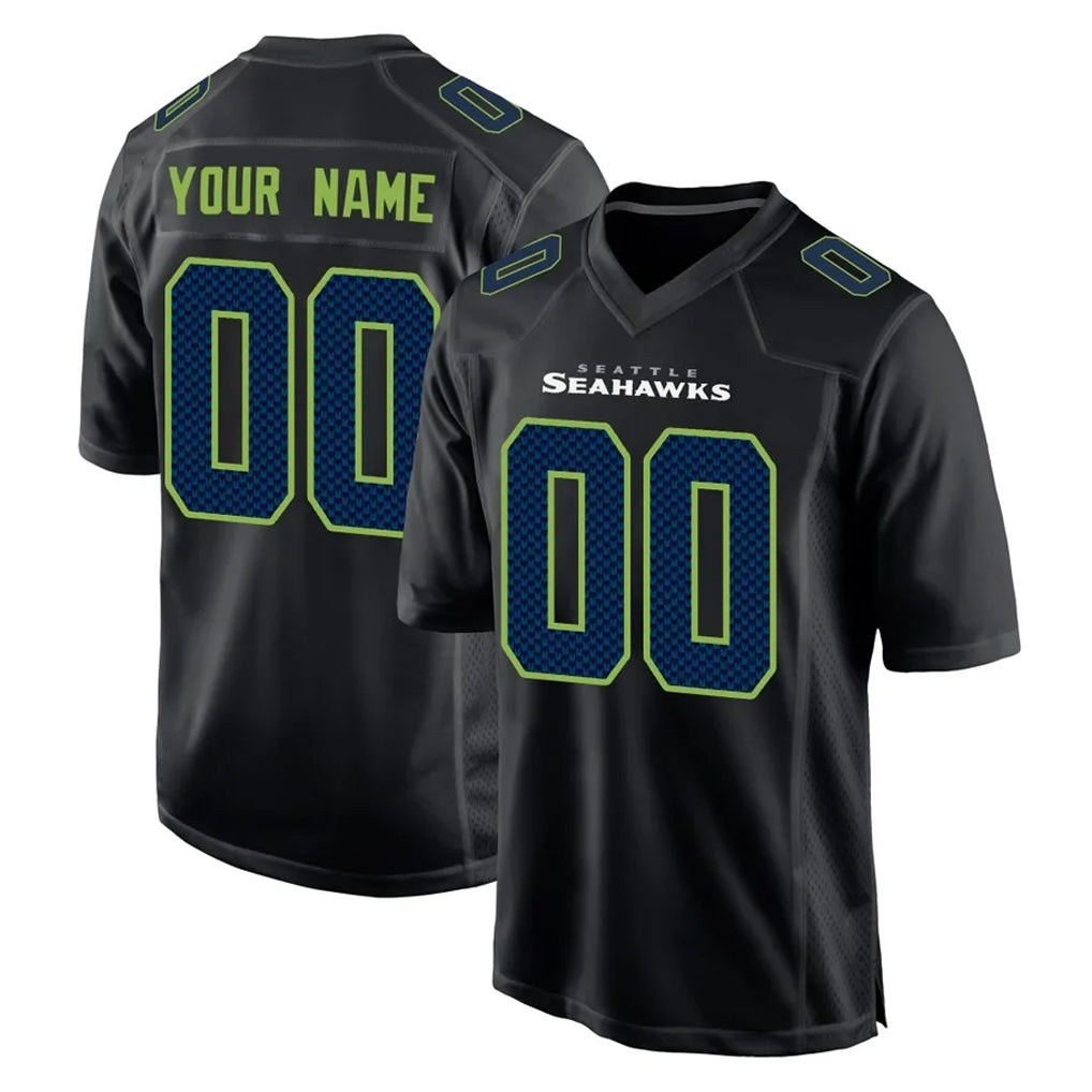 Kooe Custom S.Seahawks Black Limited Fashion Home Game Any Name & Numbers Stitched Jerseys