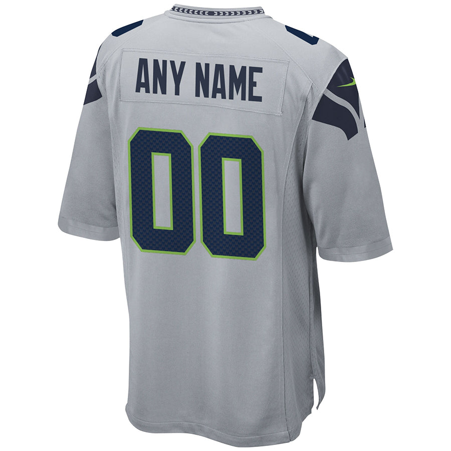 Kooe Custom S.Seahawks Gray Alternate Game Stitched Jerseys