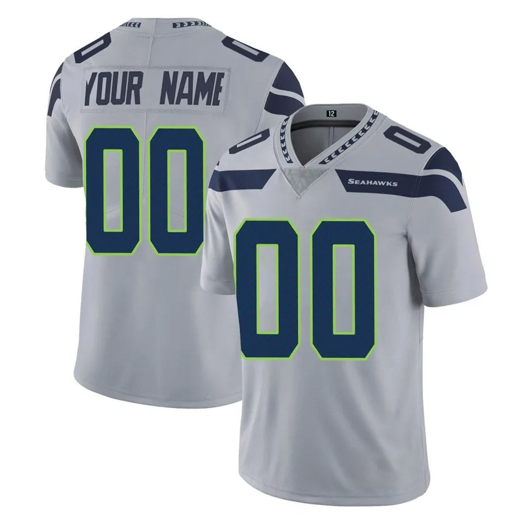 Kooe Custom S.Seahawks Gray Limited Vapor Untouchable Home Game Any Name & Numbers Stitched Jerseys