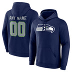 Kooe Custom S.Seahawks Navy Pullover Hoodies Game Any Name & Numbers Stitched Jerseys