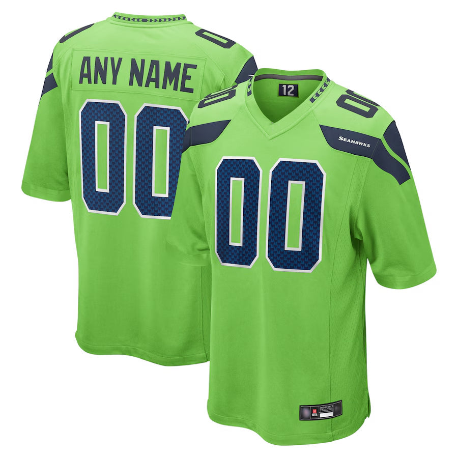Kooe Custom S.Seahawks Neon Green Alternate Game Stitched Jerseys