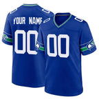 Kooe Custom S.Seahawks Royal Throwback Home Game Any Name & Numbers Stitched Jerseys