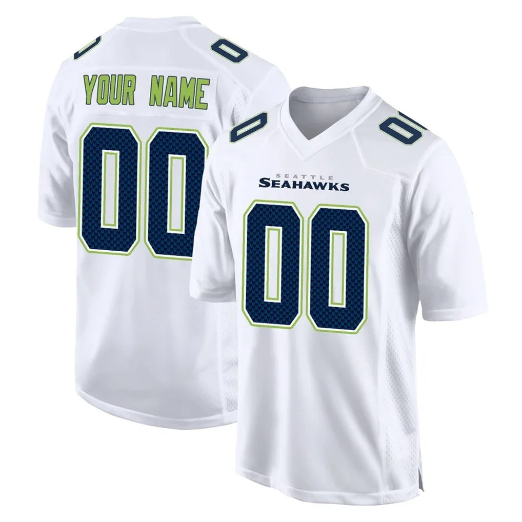 Kooe Custom S.Seahawks White Tundra Fashion Home Game Any Name & Numbers Stitched Jerseys