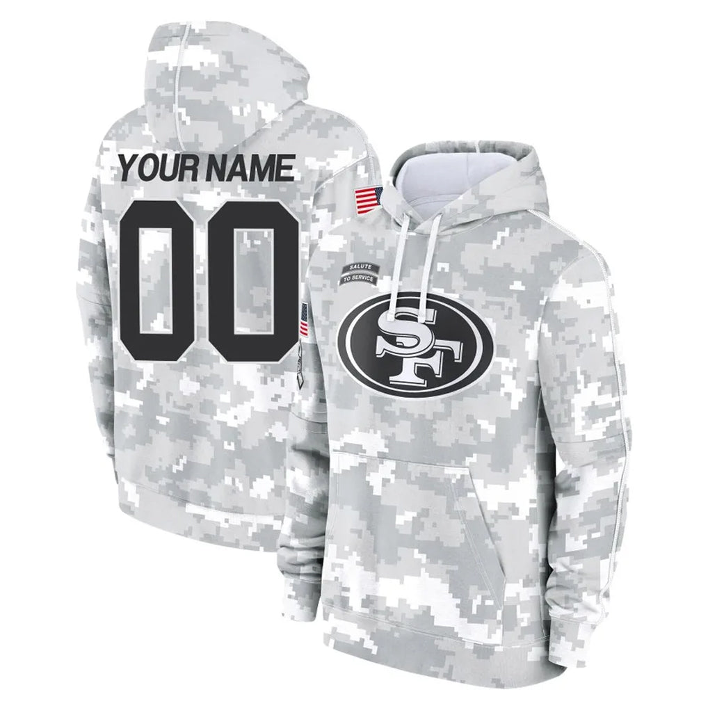 Kooe Custom SF.49ers Arctic Camo Limited Salute to Service Pullover Hoodies Game Any Name & Numbers Stitched Jerseys