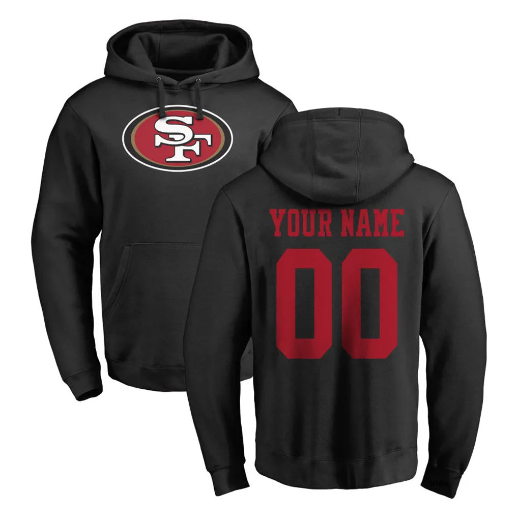 Kooe Custom SF.49ers Black LOGO Pullover Hoodies Home Game Any Name & Numbers Stitched Jerseys