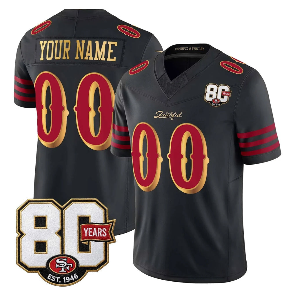 Kooe Custom SF.49ers Black Limited 80th Rivalries Collection Home Game Any Name & Numbers Stitched Jerseys