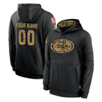 Kooe Custom SF.49ers Black Salute to Service Sideline Performance Pullover Hoodies Home Game Any Name & Numbers Stitched Jerseys