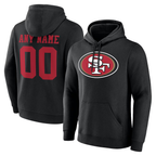 Kooe Custom SF.49ers Black Team Authentic Personalized Name & Number Hoodie Stitched Jerseys