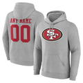 Kooe Custom SF.49ers Gray Team Authentic Personalized Name & Number Hoodie Stitched Jerseys
