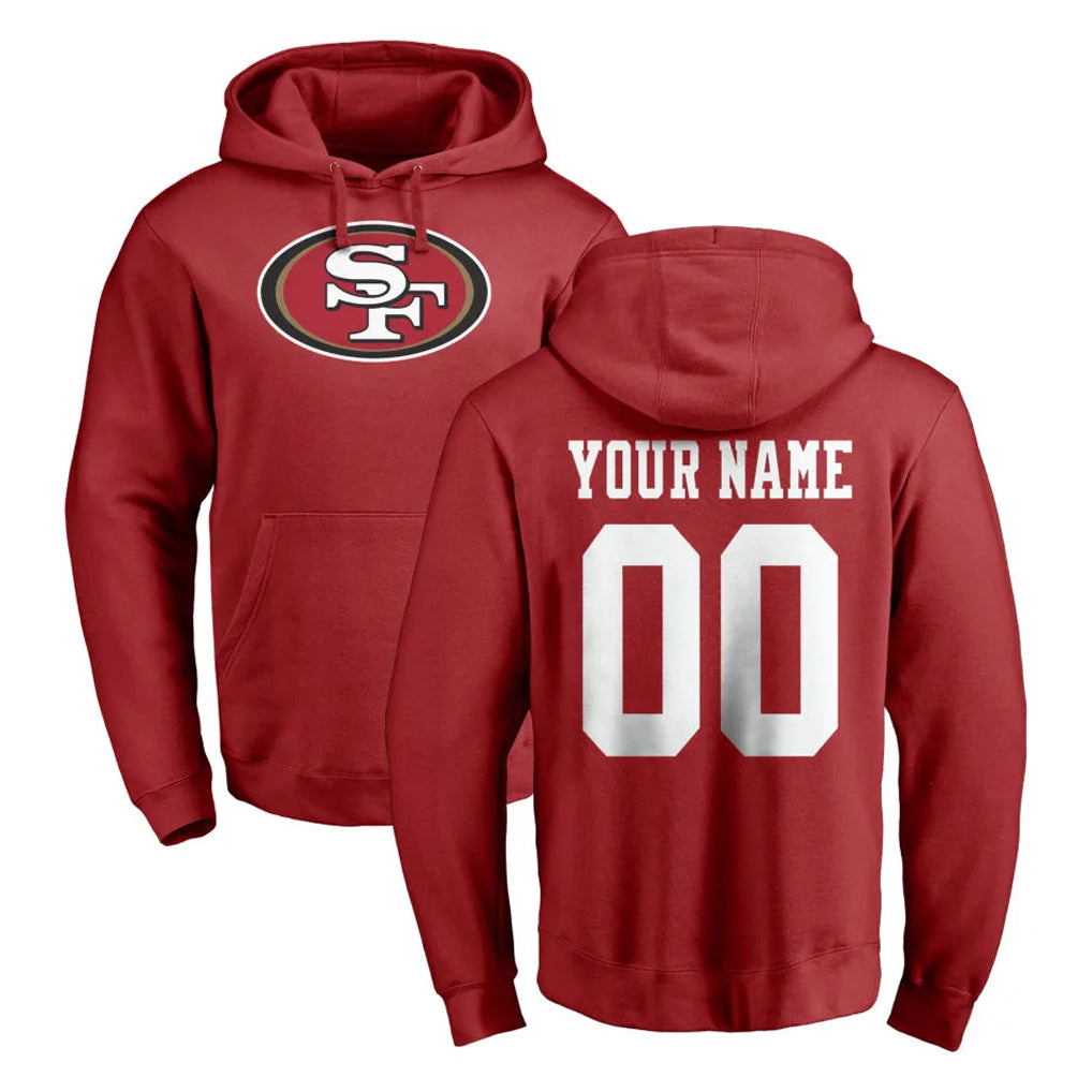 Kooe Custom SF.49ers Red LOGO Pullover Hoodies Home Game Any Name & Numbers Stitched Jerseys