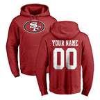 Kooe Custom SF.49ers Red LOGO Pullover Hoodies Home Game Any Name & Numbers Stitched Jerseys