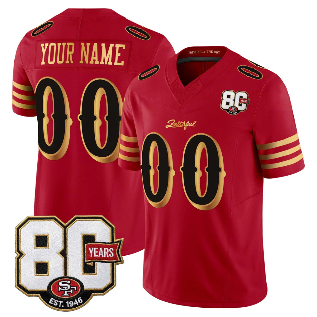 Kooe Custom SF.49ers Red Limited 80th Rivalries Collection Home Game Any Name & Numbers Stitched Jerseys