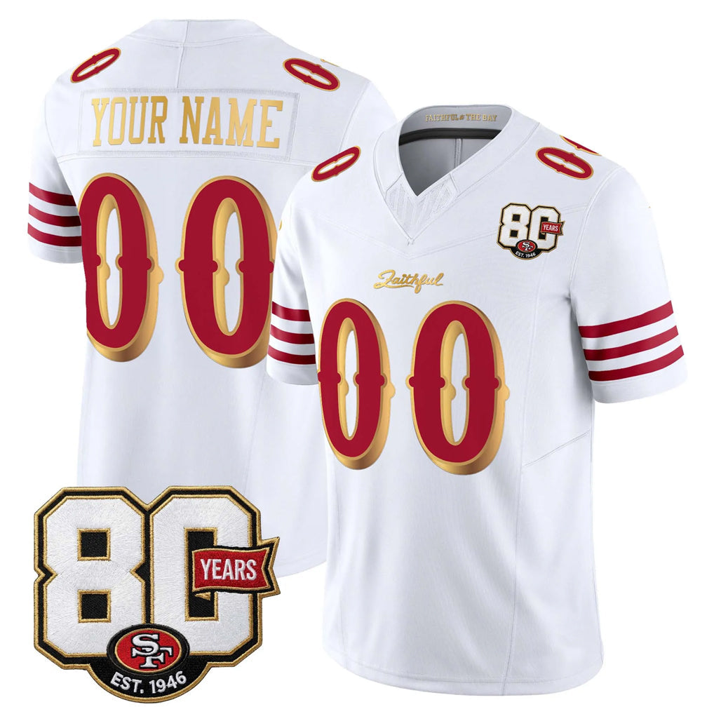 Kooe Custom SF.49ers White Limited 80th Rivalries Collection Home Game Any Name & Numbers Stitched Jerseys