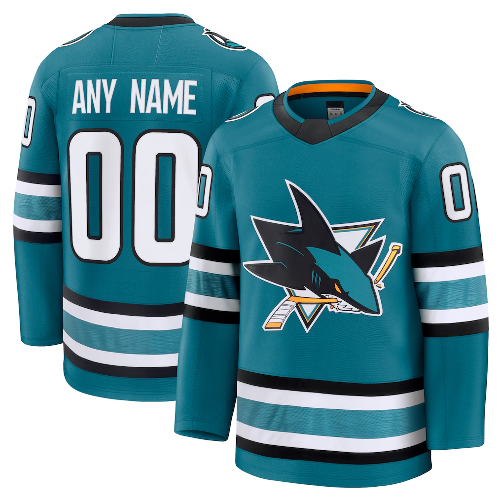 Kooe Custom S.Jose Sharks Teal Home Premium Jerseys