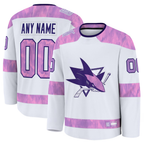 Kooe Custom S.Jose Sharks White 2024 Hockey Fights Cancer Practice Jerseys