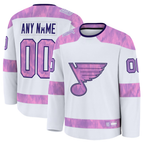 Kooe Custom St.L.Blues White 2024 Hockey Fights Cancer Practice Jerseys
