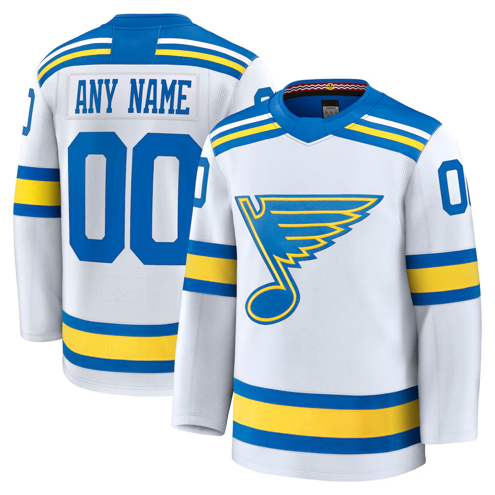 Kooe Custom St.L.Blues White Away Premium Jerseys