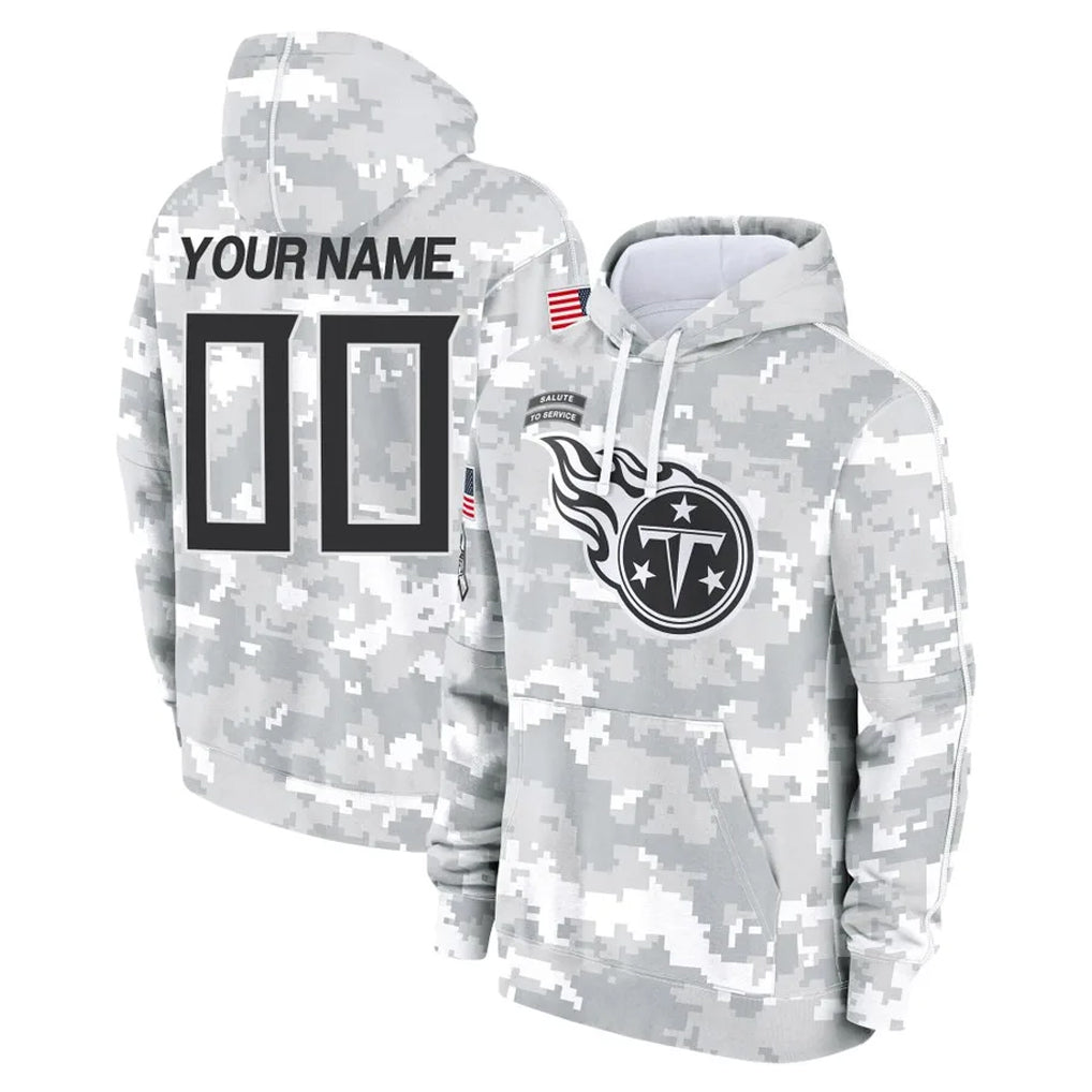 Kooe Custom T.Titans Camo Arctic Salute to Service Pullover Hoodies Home Game Any Name & Numbers Stitched Jerseys