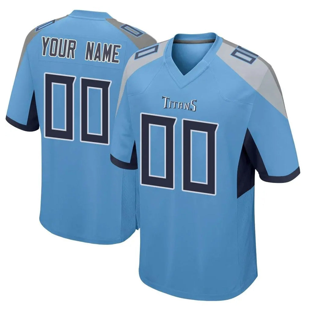 Kooe Custom T.Titans Light Blue Home Game Any Name & Numbers Stitched Jerseys