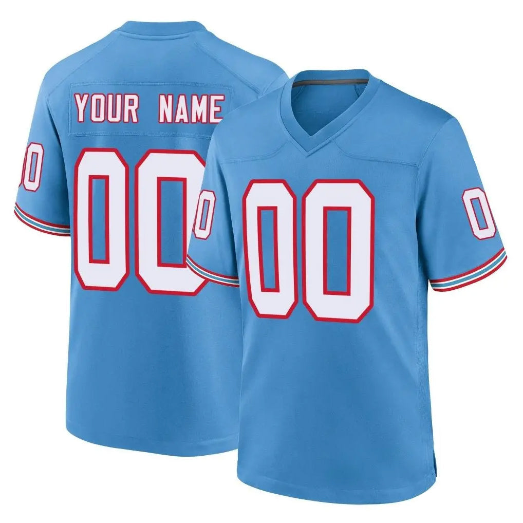 Kooe Custom T.Titans Light Blue Oilers Throwback Home Game Any Name & Numbers Stitched Jerseys
