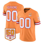 Kooe Custom TB.Buccaneers 76' Orange 50th Season Vapor Limited Home Game Any Name & Numbers Stitched Jerseys