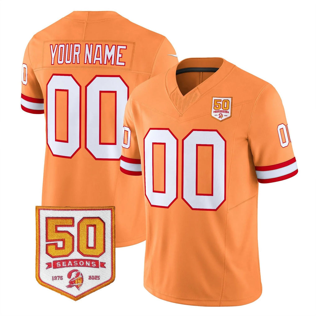 Kooe Custom TB.Buccaneers 76' Orange 50th Season Vapor Limited Home Game Any Name & Numbers Stitched Jerseys