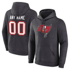 Kooe Custom TB.Buccaneers Gray LOGO Pullover Hoodie Home Game Any Name & Numbers Stitched Jerseys