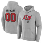 Kooe Custom TB.Buccaneers Gray Pullover Hoodie Home Game Any Name & Numbers Stitched Jerseys