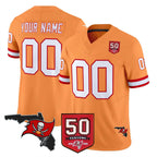 Kooe Custom TB.Buccaneers Orange 50th Season Vapor Limited Home Game Any Name & Numbers Stitched Jerseys