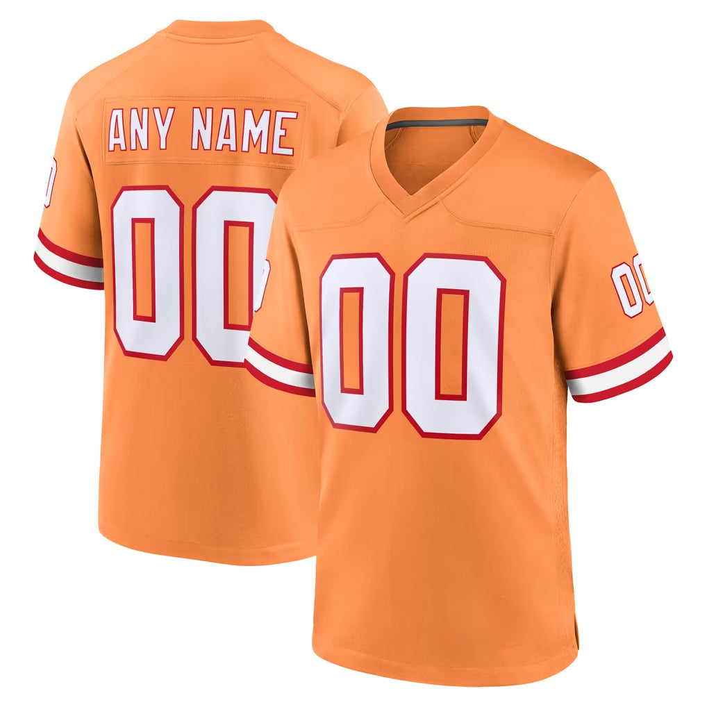 Kooe Custom TB.Buccaneers Orange Throwback Home Game Any Name & Numbers Stitched Jerseys