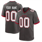 Kooe Custom TB.Buccaneers Pewter Alternate Home Game Any Name & Numbers Stitched Jerseys