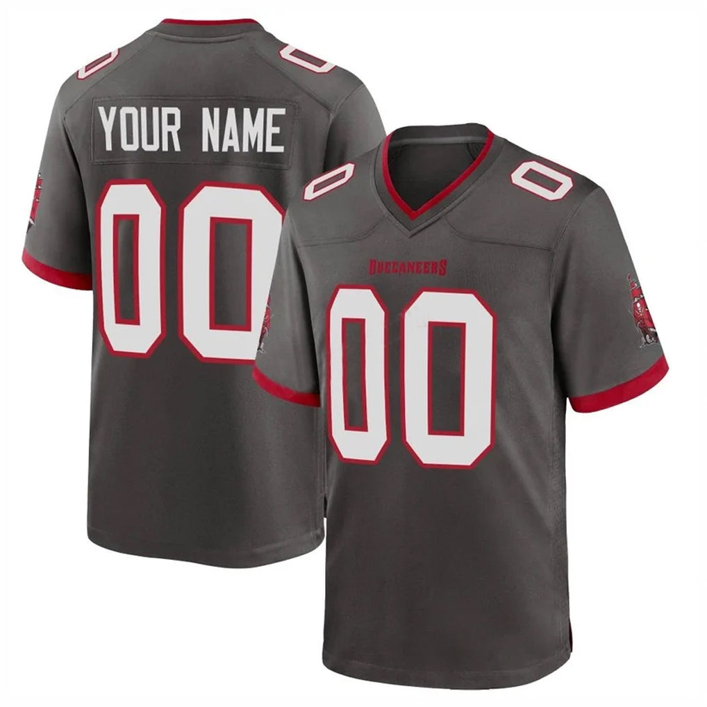 Kooe Custom TB.Buccaneers Pewter Alternate Home Game Any Name & Numbers Stitched Jerseys