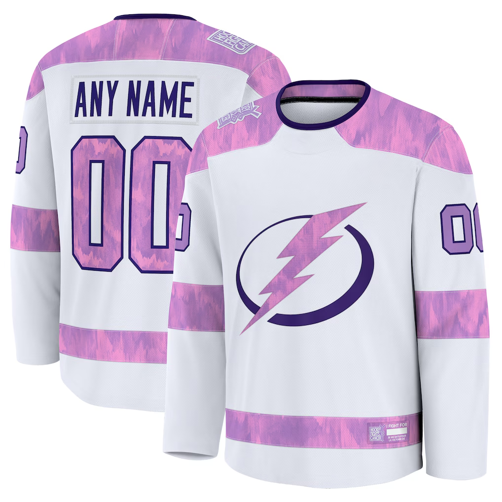 Kooe Custom TB.Lightning White 2024 Hockey Fights Cancer Practice Jerseys