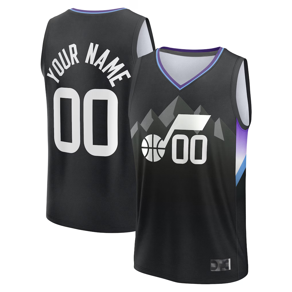 Kooe Custom U.Jazz Fanatics Black Fast Break Jerseys - Statement Editio