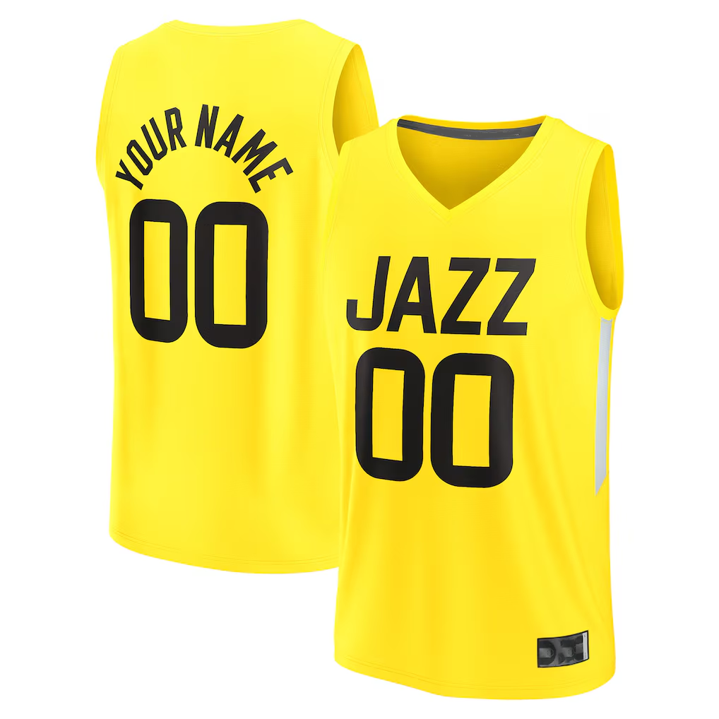 Kooe Custom U.Jazz Fanatics Yellow Fast Break Replica Jerseys - Icon Edition