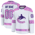 Kooe Custom V.Canucks White 2024 Hockey Fights Cancer Practice Jerseys