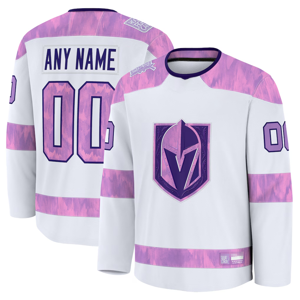 Kooe Custom V.Golden Knights White 2024 Hockey Fights Cancer Practice Jerseys