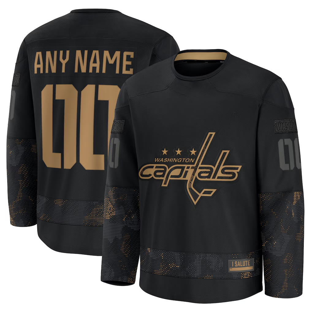 Kooe Custom W.Capitals Black 2024 Military Appreciation Practice Jerseys