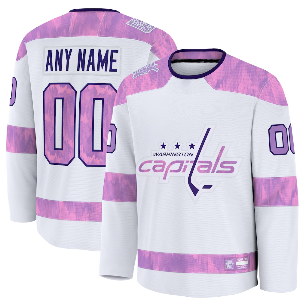 Kooe Custom W.Capitals White 2024 Hockey Fights Cancer Practice Jerseys