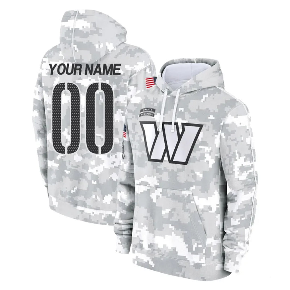 Kooe Custom W.Commanders Arctic Camo Limited Salute to Service Pullover Hoodies Game Any Name & Numbers Stitched Jerseys