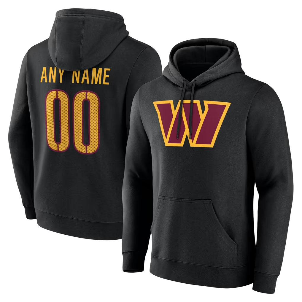 Kooe Custom W.Commanders Gray LOGO Performance Pullover Hoodies Game Any Name & Numbers Stitched Jerseys