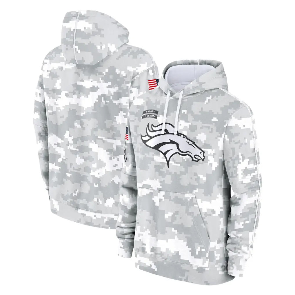 Kooe D.Broncos Arctic Camo Salute to Service Hoodies Limited Game Blank Player Stitched Jerseys