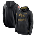 Kooe D.Broncos Black Salute to Service Pullover Hoodies Limited Blank Player Stitched Jerseys