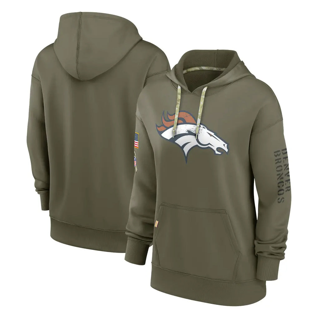 Kooe D.Broncos Olive Salute to Service Pullover Hoodies Limited Blank Player Stitched Jerseys