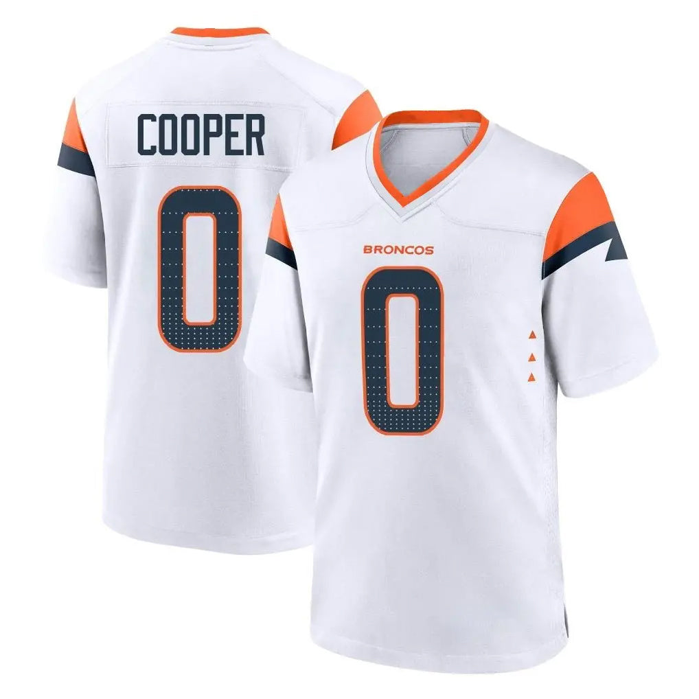 Kooe D.Broncos #0 Jonathon Cooper Player White Home Game Stitched Jerseys
