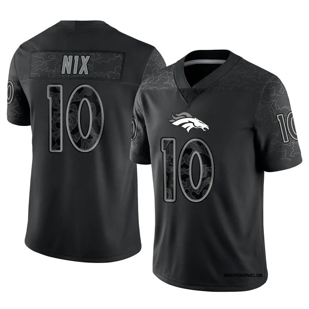 Kooe D.Broncos #10 Bo Nix Player Black RFLCTV Limited  Jerseys